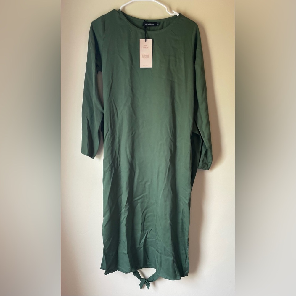 Green Long Sleeve Dress Relaxed Fit